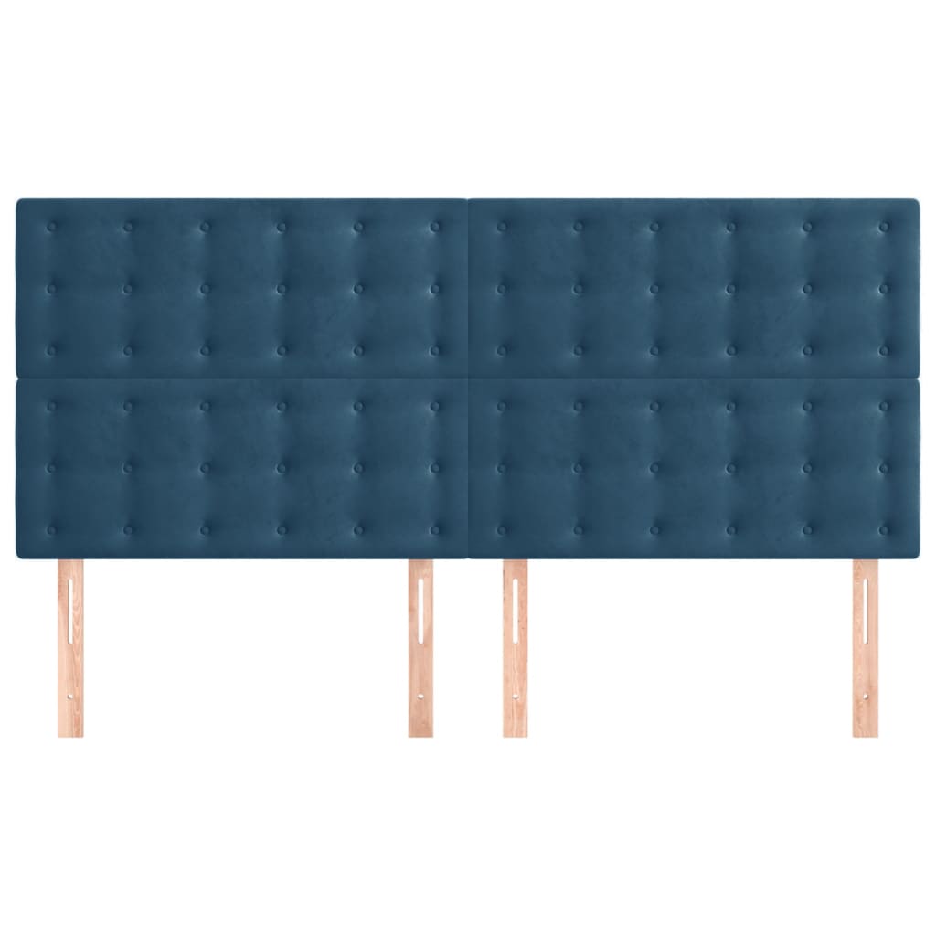 Hoofdborden 4 St 90X5X78/88 Cm Fluweel Donkerblauw 1 180 cm