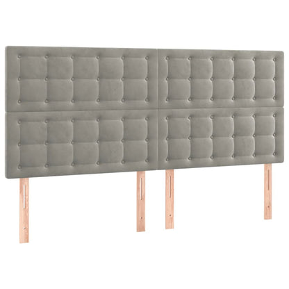 Hoofdborden 4 St 100 X 5 X 78/88 Cm Fluweel Lichtgrijs