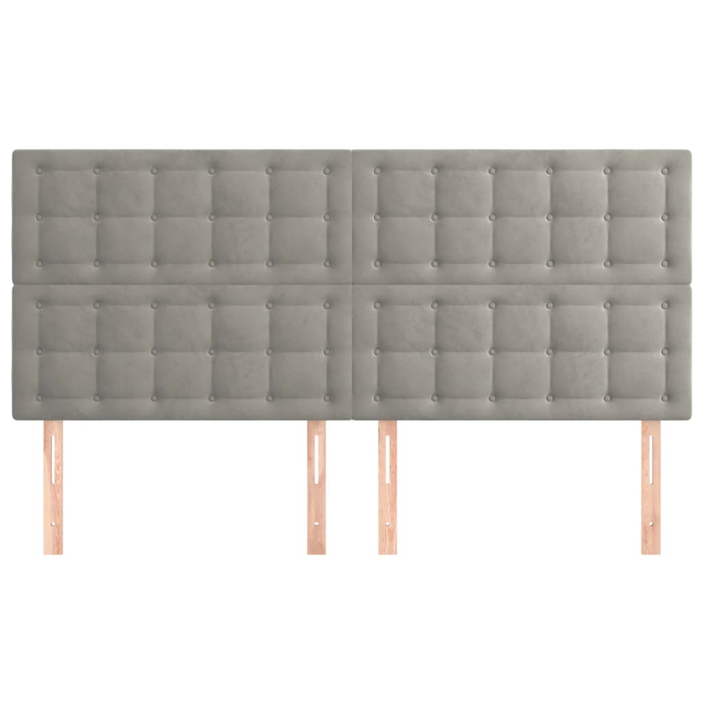 Hoofdborden 4 St 100 X 5 X 78/88 Cm Fluweel Lichtgrijs