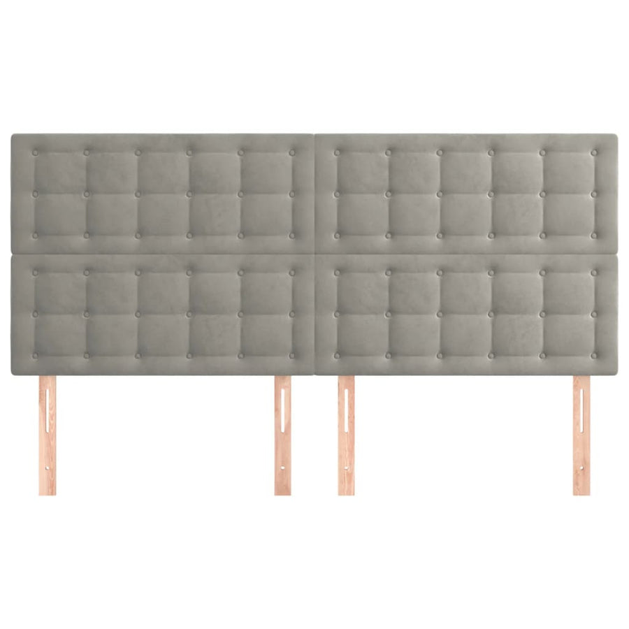 Hoofdborden 4 St 100 X 5 X 78/88 Cm Fluweel Lichtgrijs