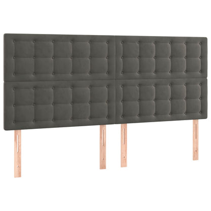 Hoofdborden 4 St 100X5X78/88 Cm Fluweel Donkergrijs