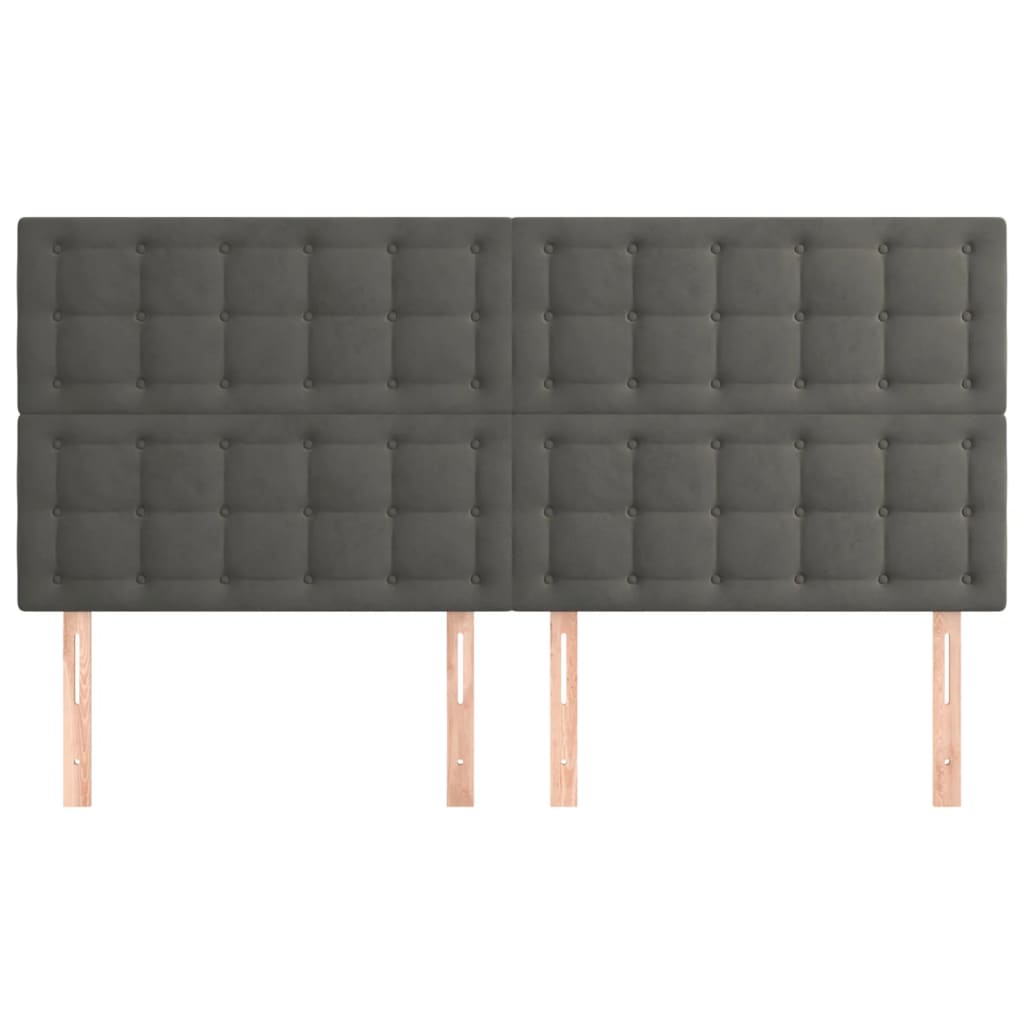 Hoofdborden 4 St 100X5X78/88 Cm Fluweel Donkergrijs