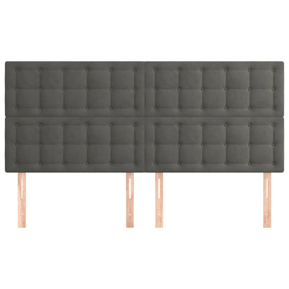 Hoofdborden 4 St 100X5X78/88 Cm Fluweel Donkergrijs