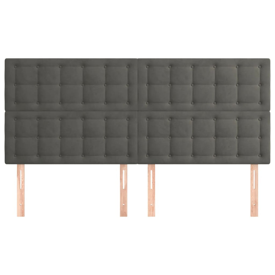 Hoofdborden 4 St 100X5X78/88 Cm Fluweel Donkergrijs