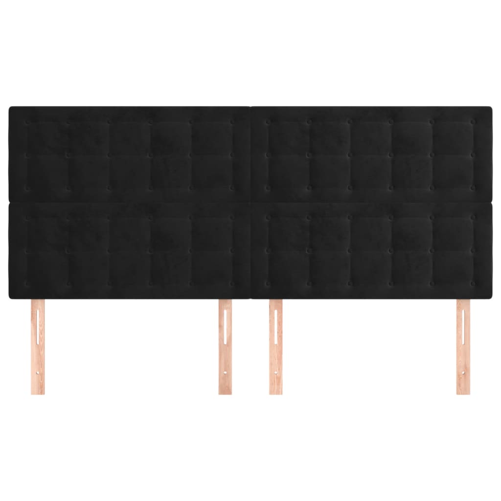 Hoofdborden 4 St 100X5X78/88 Cm Fluweel Zwart