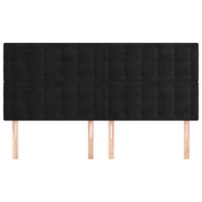 Hoofdborden 4 St 100X5X78/88 Cm Fluweel Zwart