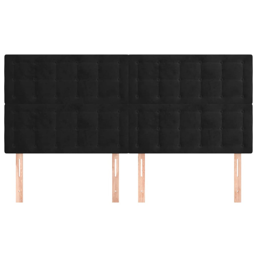 Hoofdborden 4 St 100X5X78/88 Cm Fluweel Zwart