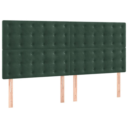 Hoofdborden 4 st 100x5x78/88 cm fluweel donkergroen