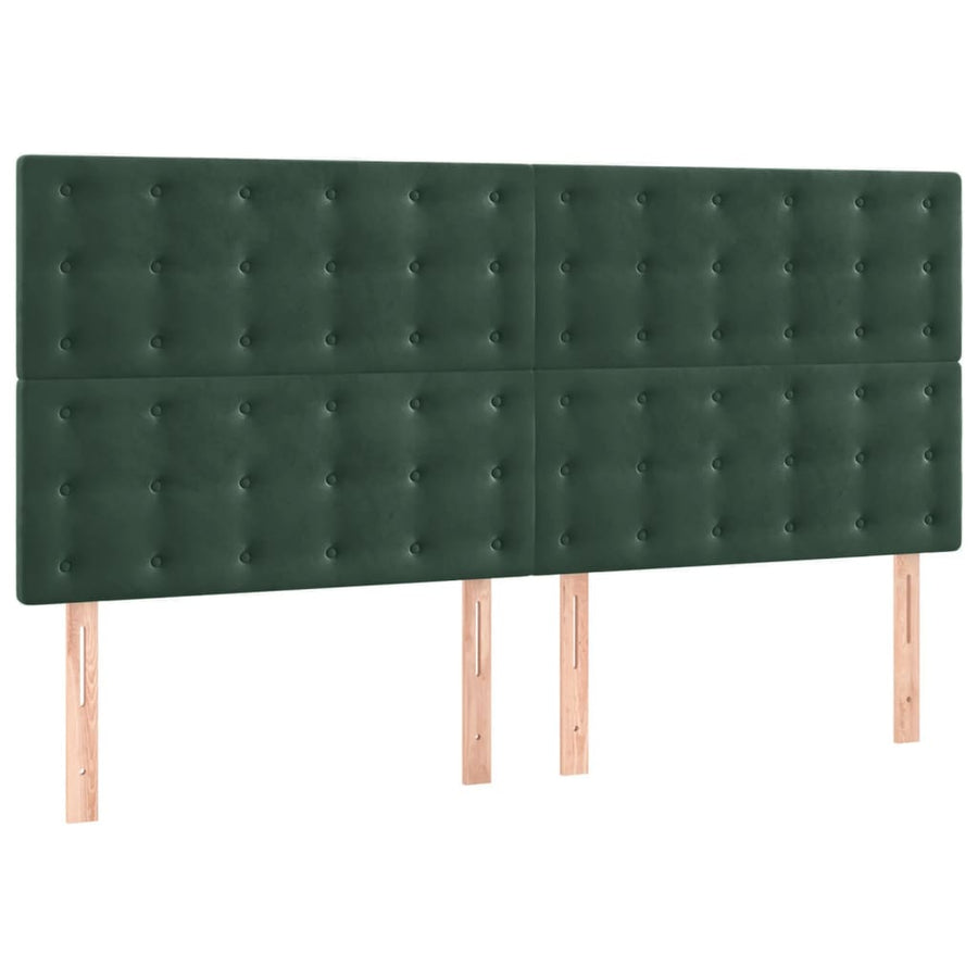 Hoofdborden 4 st 100x5x78/88 cm fluweel donkergroen