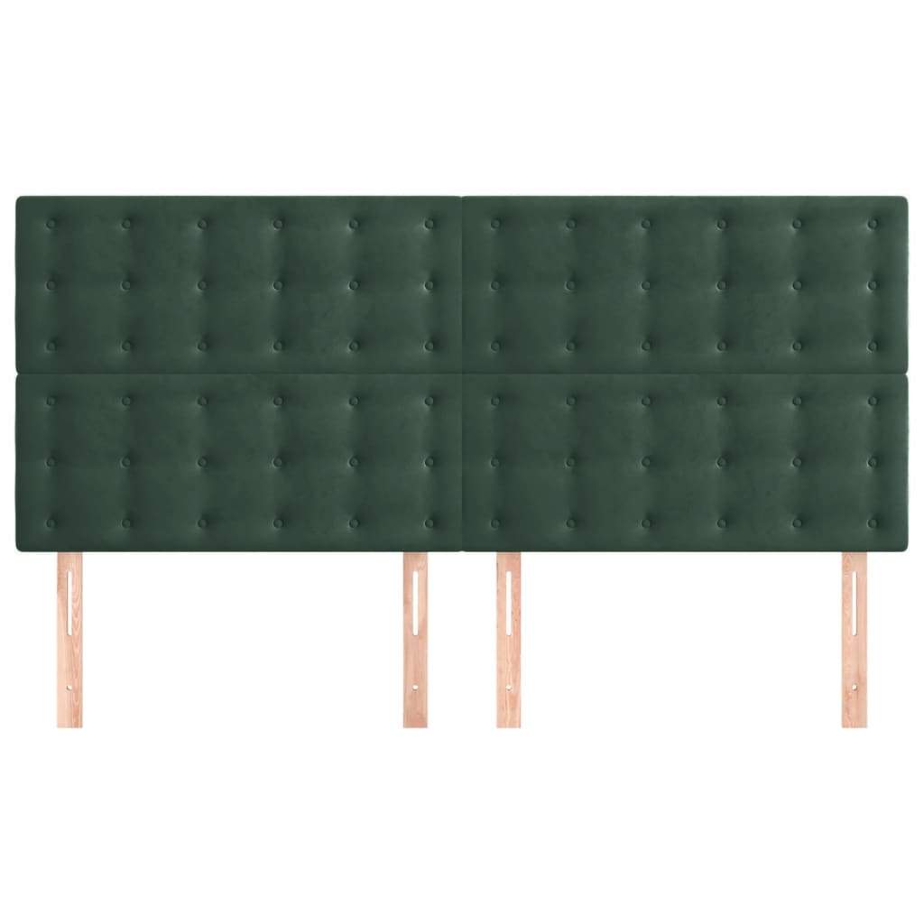 Hoofdborden 4 st 100x5x78/88 cm fluweel donkergroen