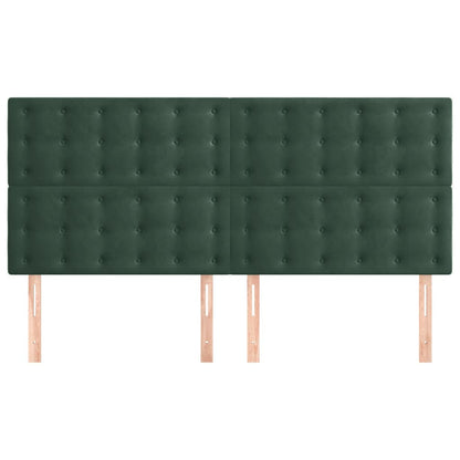 Hoofdborden 4 st 100x5x78/88 cm fluweel donkergroen