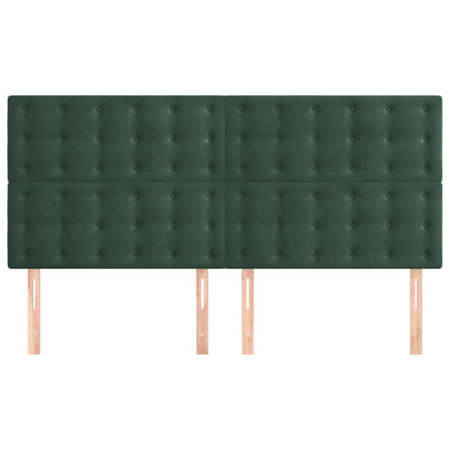 Hoofdborden 4 st 100x5x78/88 cm fluweel donkergroen