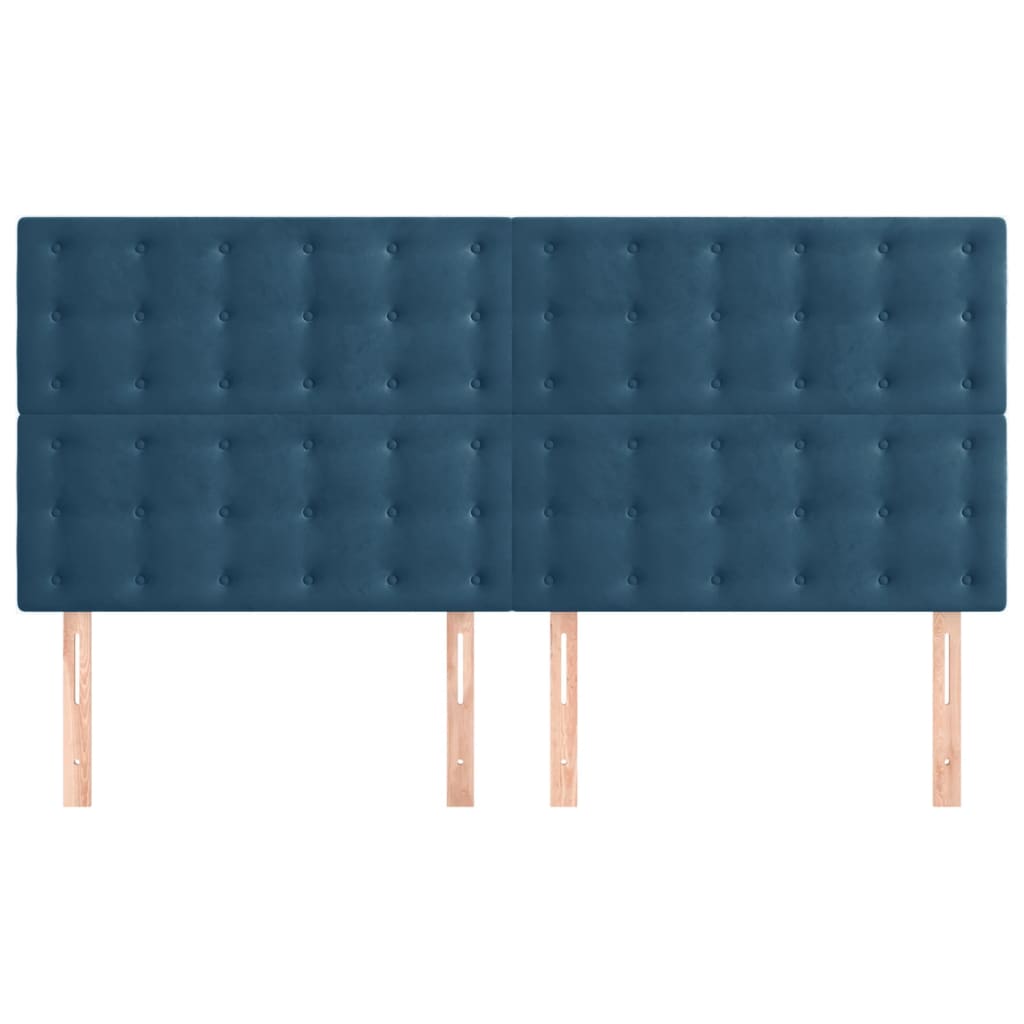 Hoofdborden 4 St 100X5X78/88 Cm Fluweel Donkerblauw 200 cm