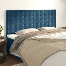 Hoofdborden 4 St 100X5X78/88 Cm Fluweel Donkerblauw 200 cm