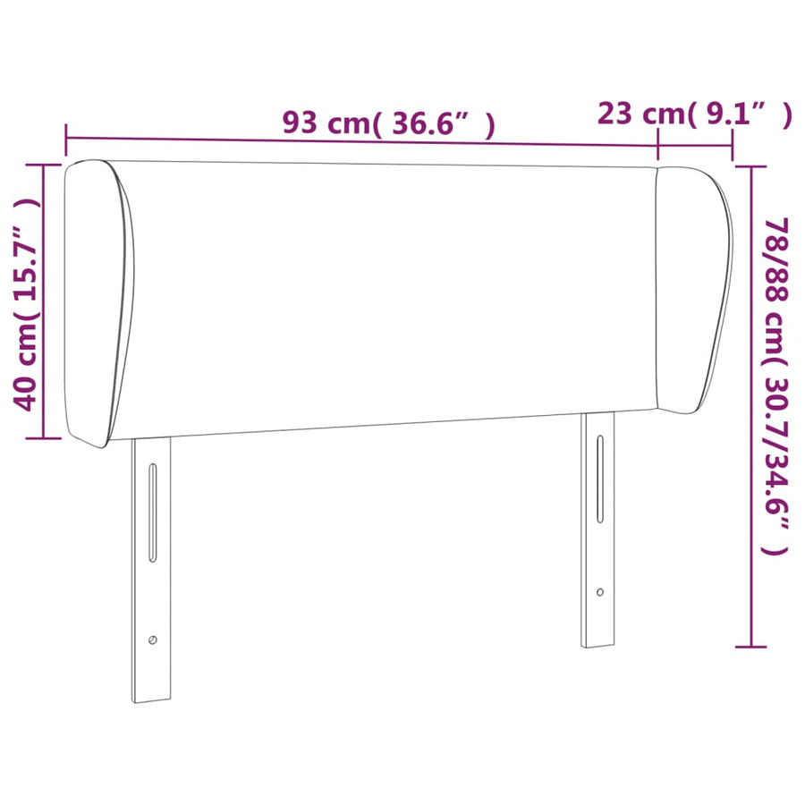 Hoofdbord met randen 93x23x78/88 cm stof lichtgrijs 93 x 23 x 78/88 cm Lichtgrijs