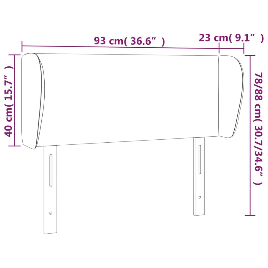 Hoofdbord met randen 93x23x78/88 cm stof donkergrijs 93 x 23 x 78/88 cm Donkergrijs