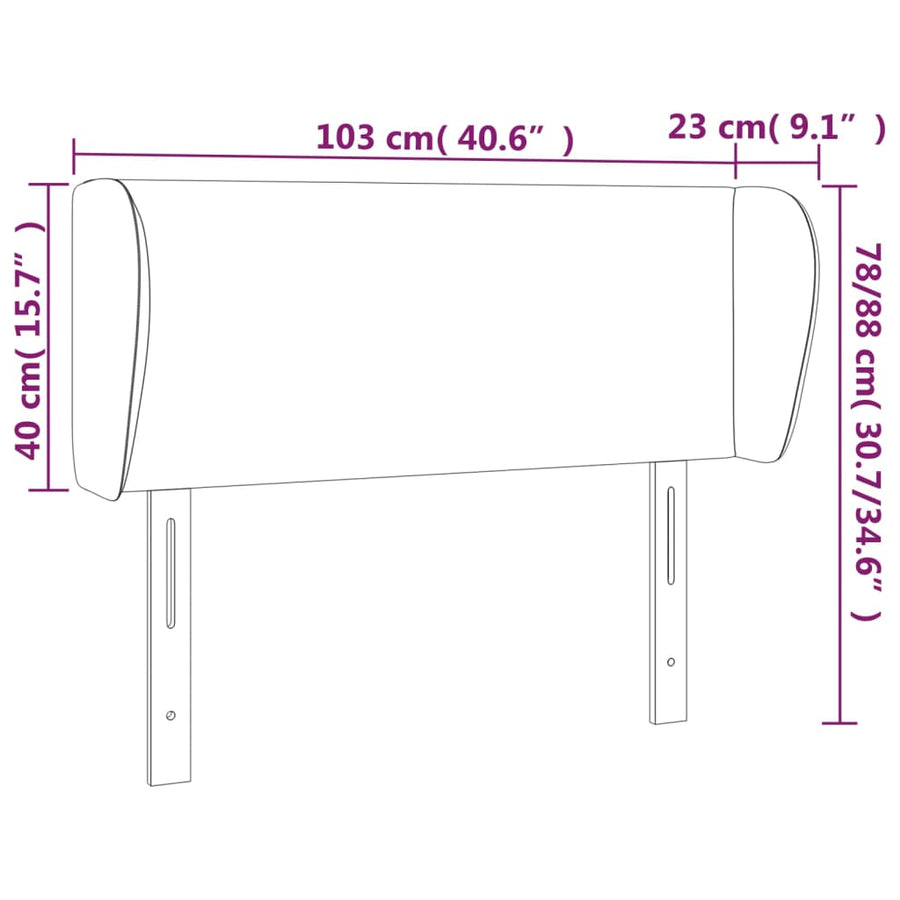 Hoofdbord met randen 103x23x78/88 cm stof crèmekleurig 103 x 23 x 78/88 cm Crème