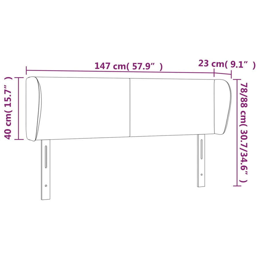 Hoofdbord Met Randen Stof 147 x 23 x 78/88 cm Donkergrijs