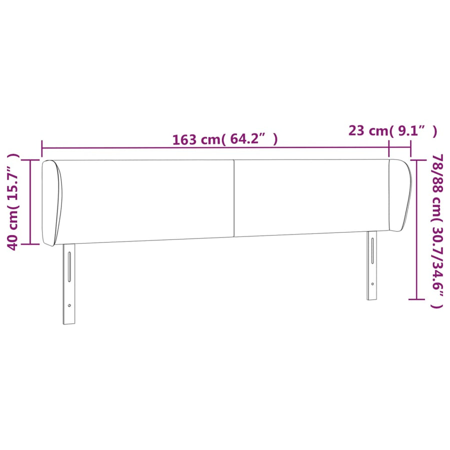 Hoofdbord met randen 163x23x78/88 cm stof zwart 163 x 23 x 78/88 cm Zwart