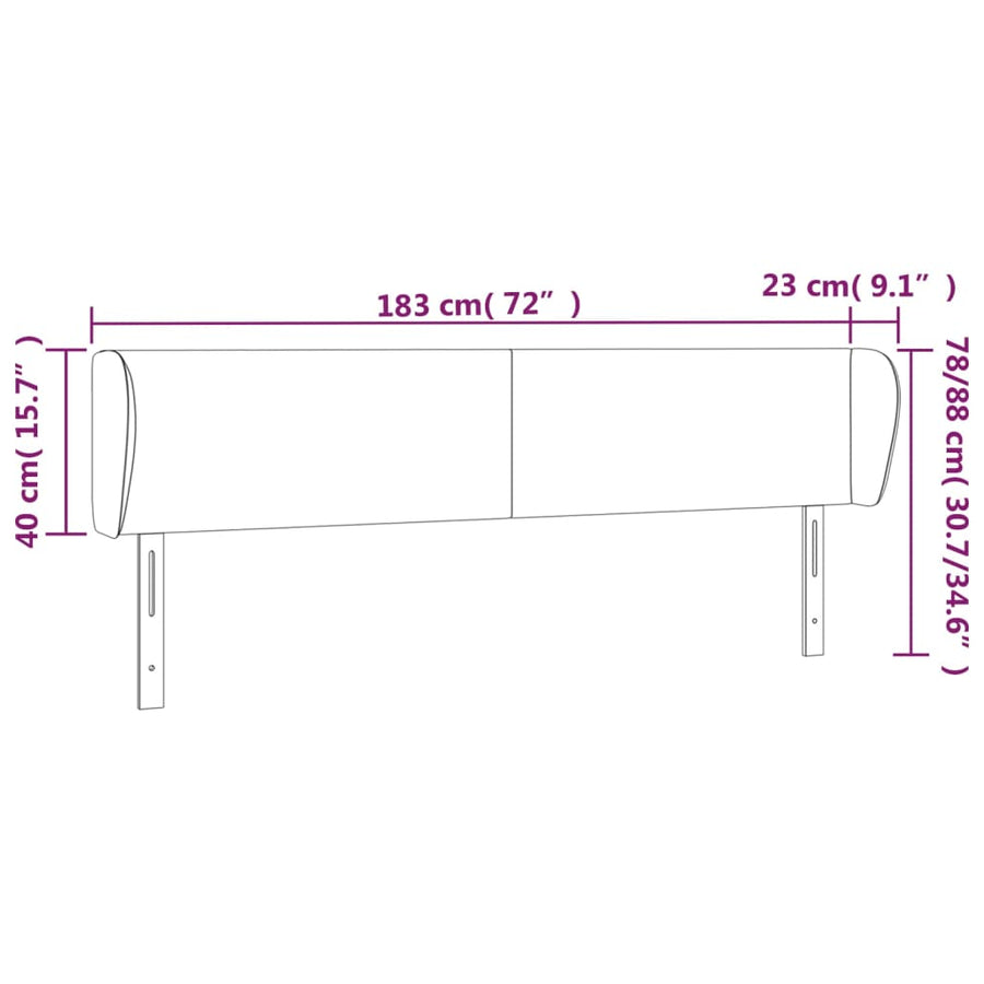 Hoofdbord met randen 183x23x78/88 cm stof donkergrijs 183 x 23 x 78/88 cm Donkergrijs