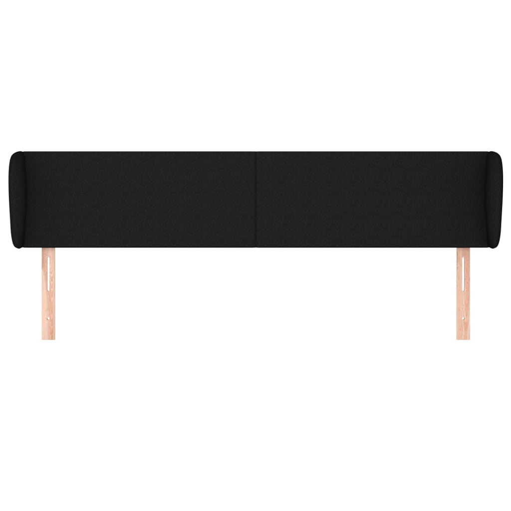 Hoofdbord Met Randen Stof 203 x 23 x 78/88 cm Zwart