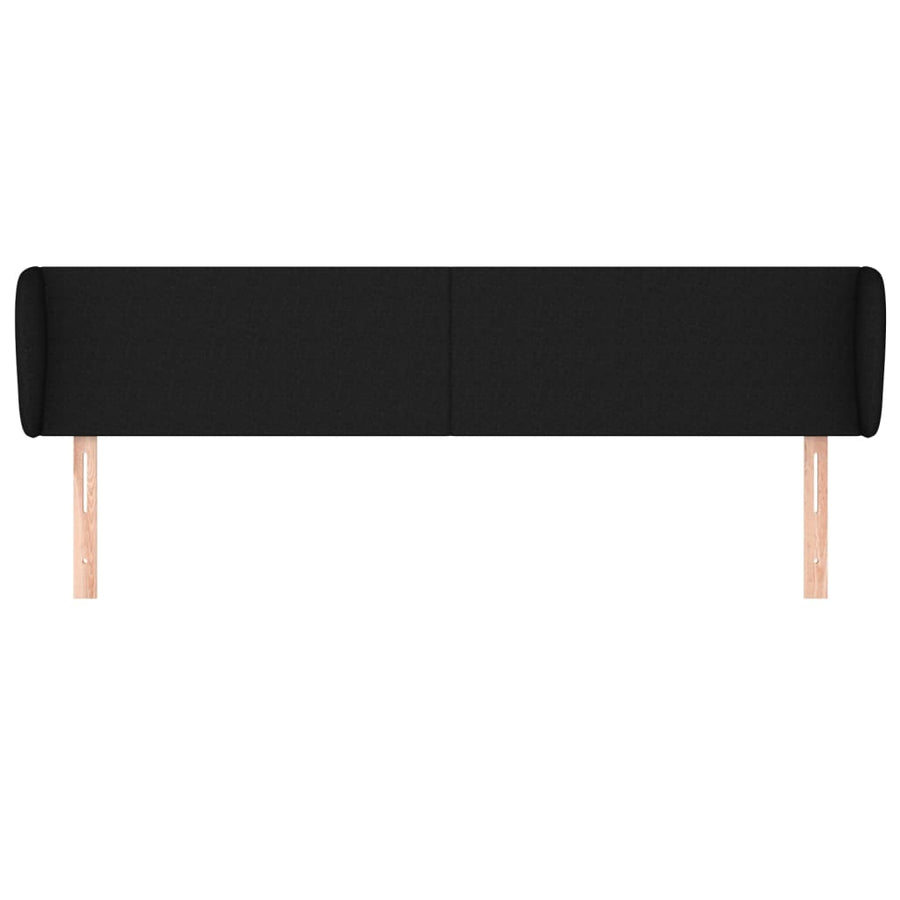 Hoofdbord Met Randen Stof 203 x 23 x 78/88 cm Zwart