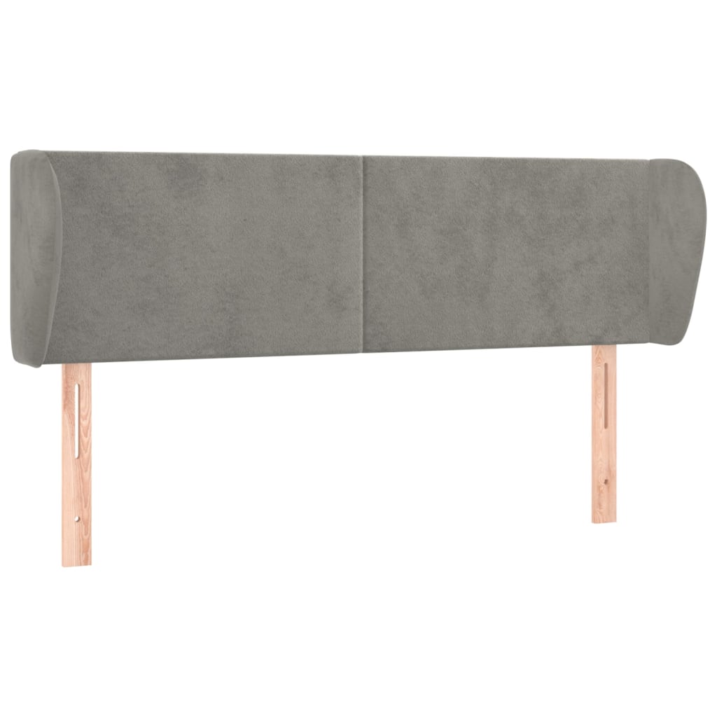 Hoofdbord Met Randen 147X23X78/88 Cm Fluweel Lichtgrijs