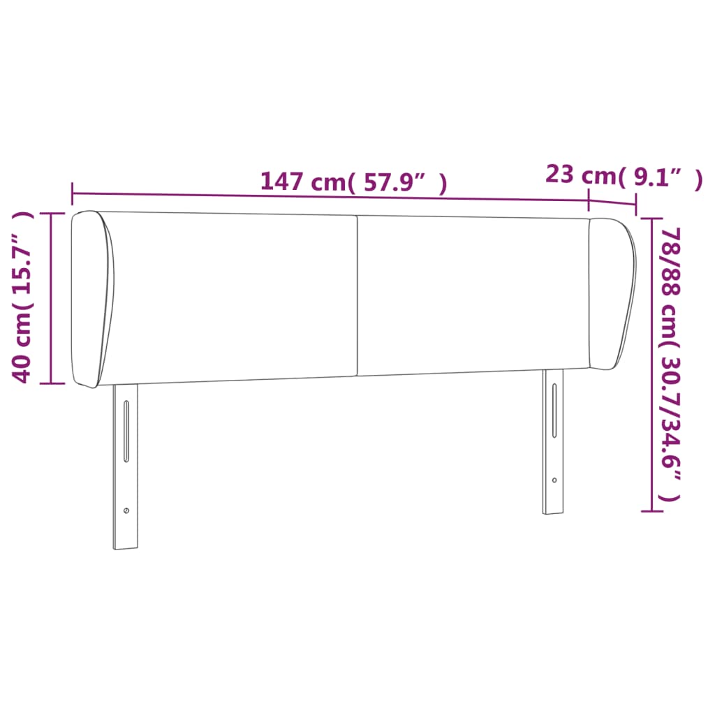 Hoofdbord Met Randen 147X23X78/88 Cm Fluweel Lichtgrijs