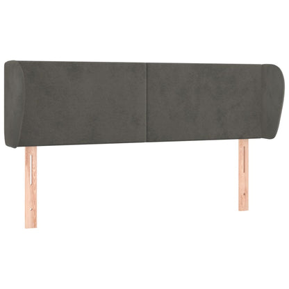 Hoofdbord Met Randen 147X23X78/88 Cm Fluweel Donkergrijs