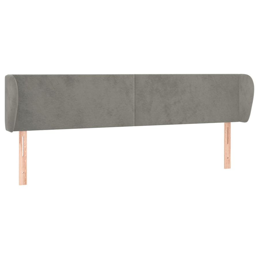 Hoofdbord Met Randen 163X23X78/88 Cm Fluweel Lichtgrijs