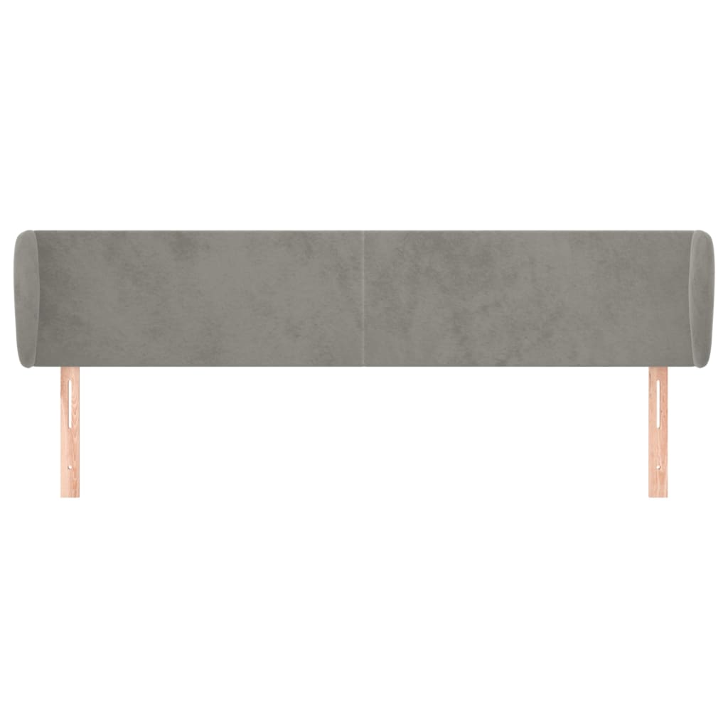 Hoofdbord Met Randen 163X23X78/88 Cm Fluweel Lichtgrijs
