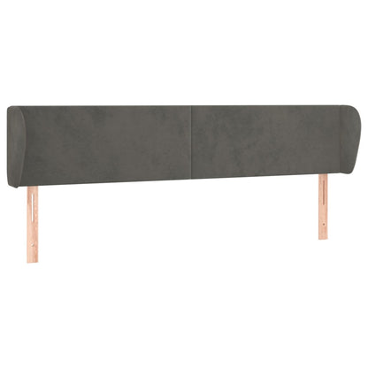 Hoofdbord Met Randen 163X23X78/88 Cm Fluweel Donkergrijs