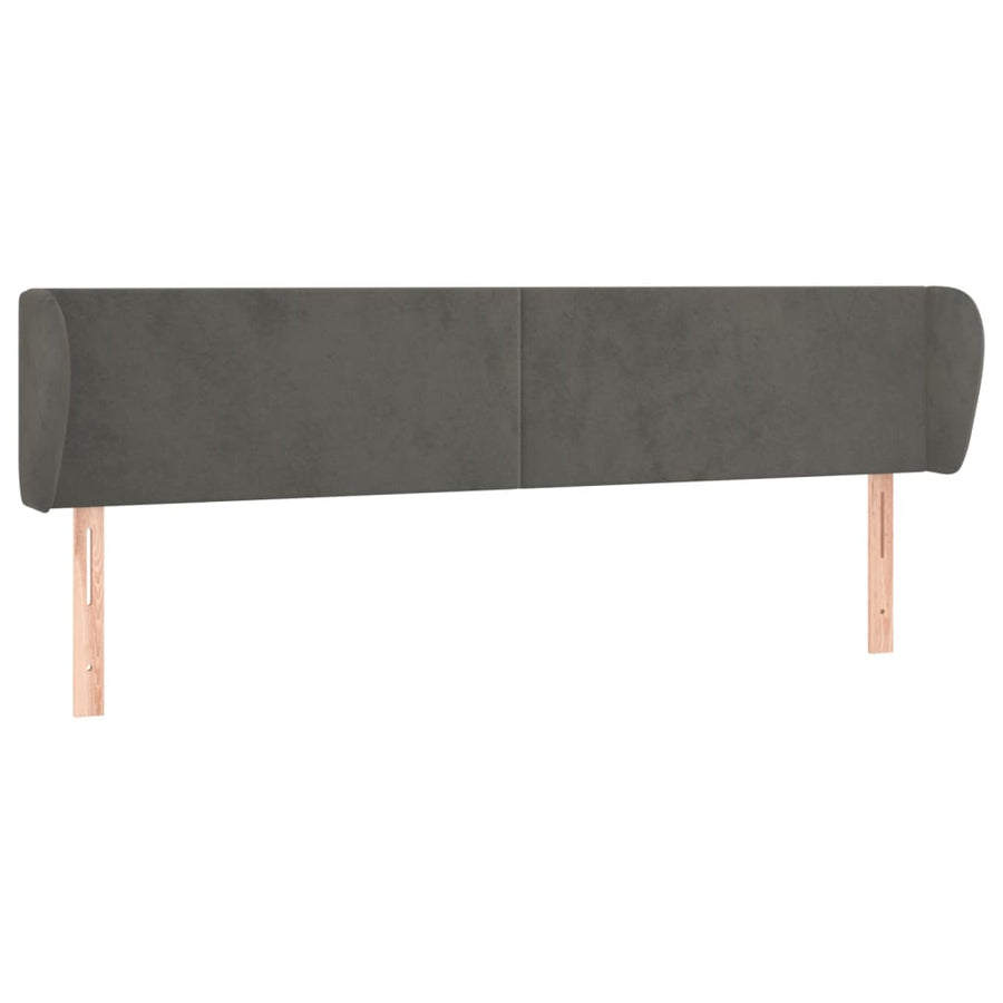 Hoofdbord Met Randen 163X23X78/88 Cm Fluweel Donkergrijs