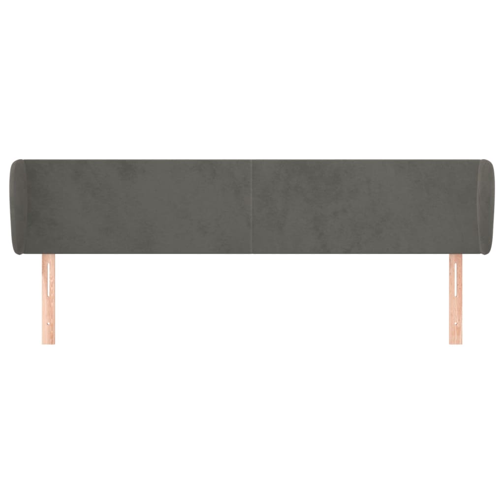Hoofdbord Met Randen 163X23X78/88 Cm Fluweel Donkergrijs
