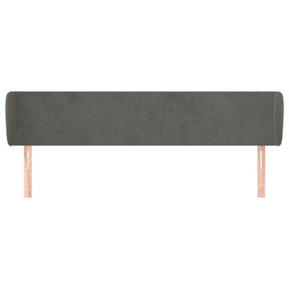Hoofdbord Met Randen 163X23X78/88 Cm Fluweel Donkergrijs