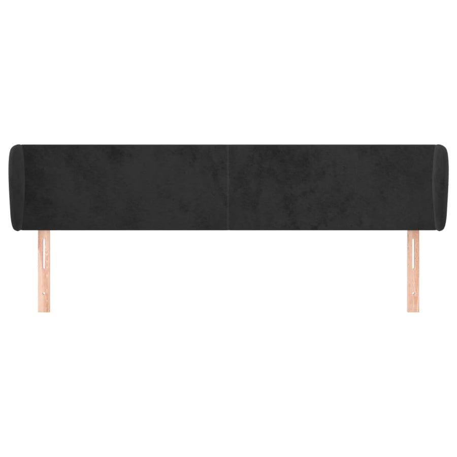 Hoofdbord Met Randen 163X23X78/88 Cm Fluweel Zwart