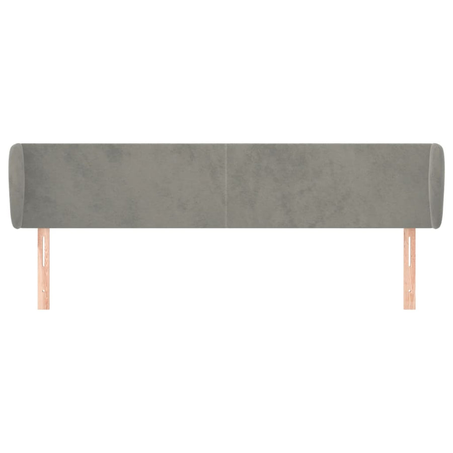 Hoofdbord Met Randen 183X23X78/88 Cm Fluweel Lichtgrijs