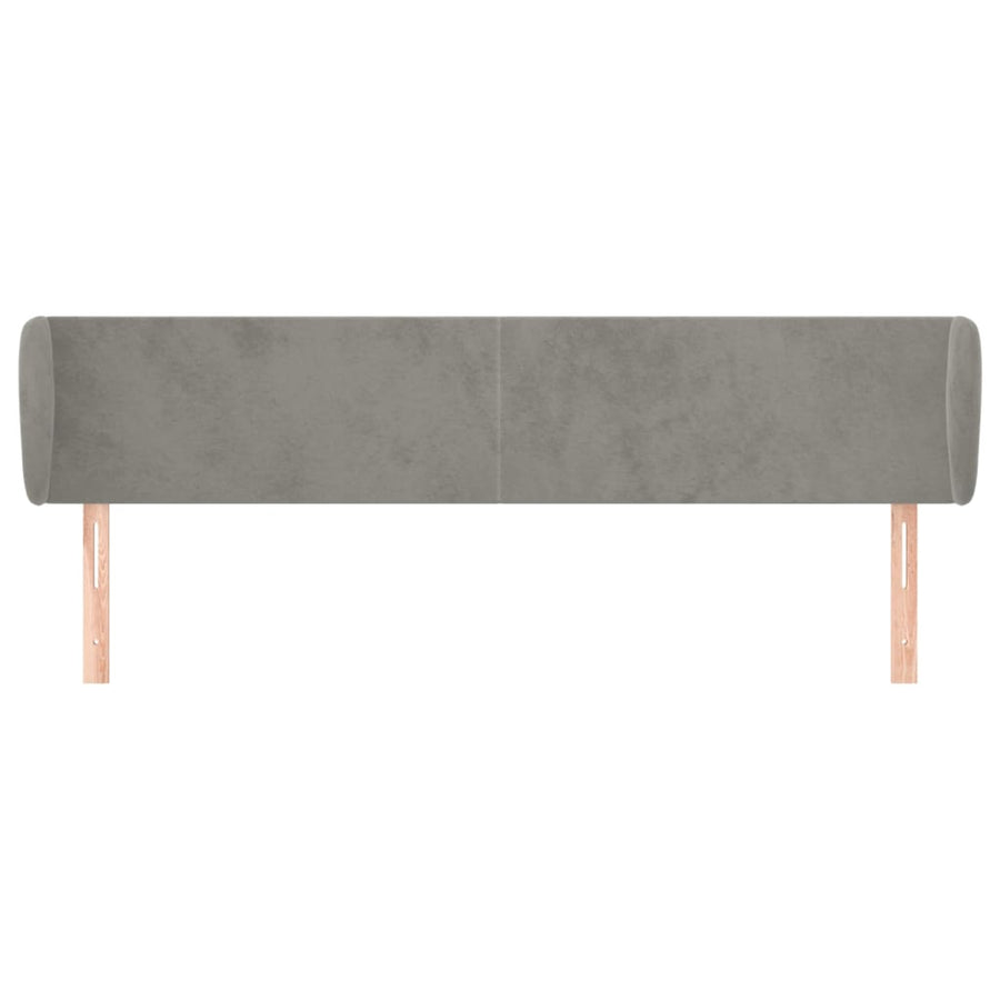 Hoofdbord Met Randen 203X23X78/88 Cm Fluweel Lichtgrijs