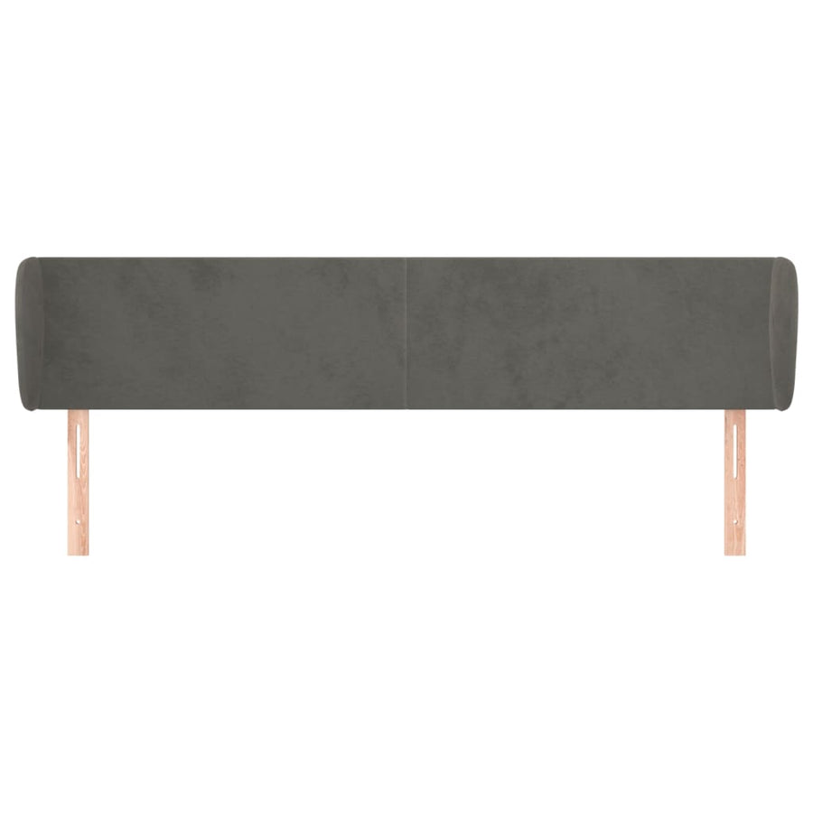 Hoofdbord Met Randen 203X23X78/88 Cm Fluweel Donkergrijs