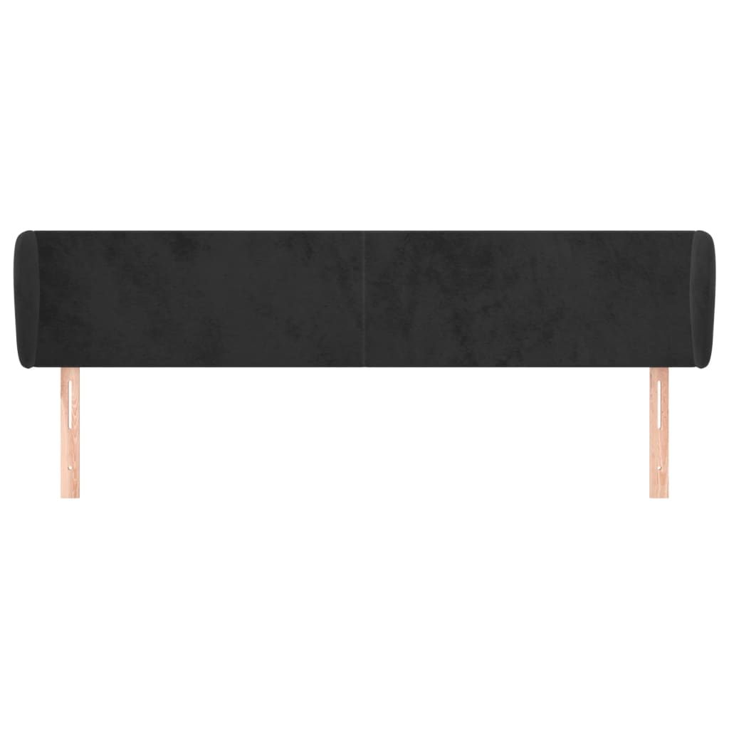 Hoofdbord Met Randen 203X23X78/88 Cm Fluweel Zwart