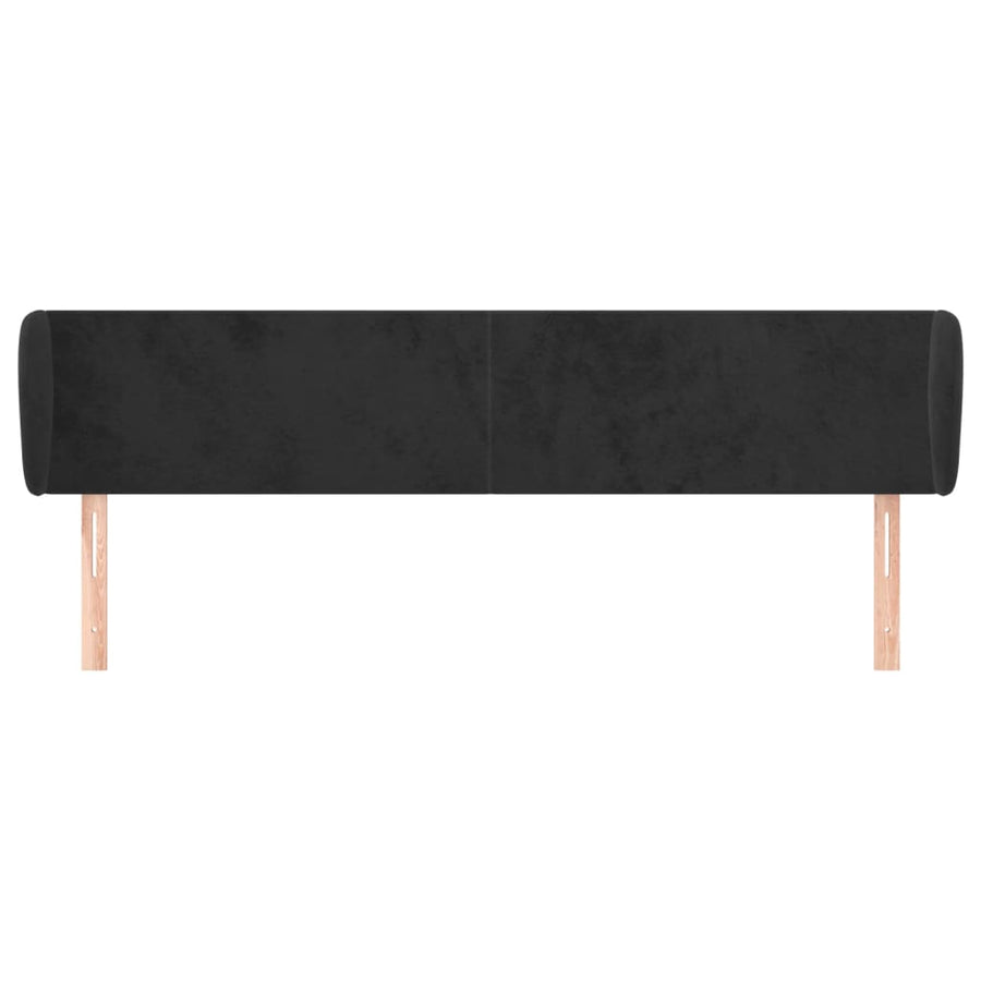 Hoofdbord Met Randen 203X23X78/88 Cm Fluweel Zwart