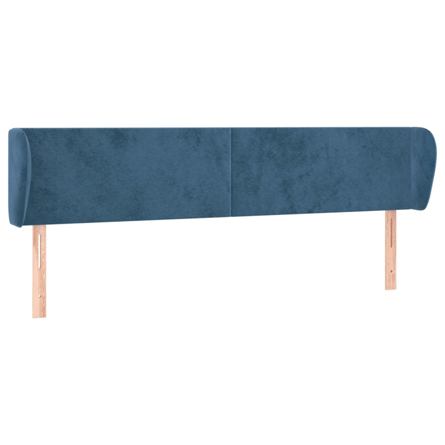 Hoofdbord Met Randen 203X23X78/88 Cm Fluweel Donkerblauw