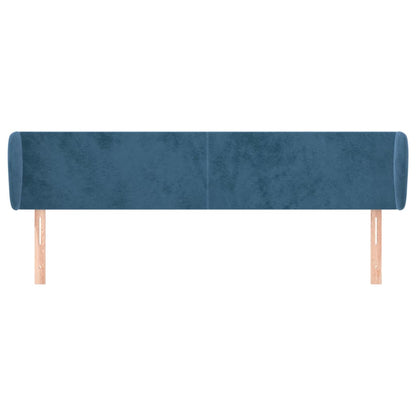 Hoofdbord Met Randen 203X23X78/88 Cm Fluweel Donkerblauw