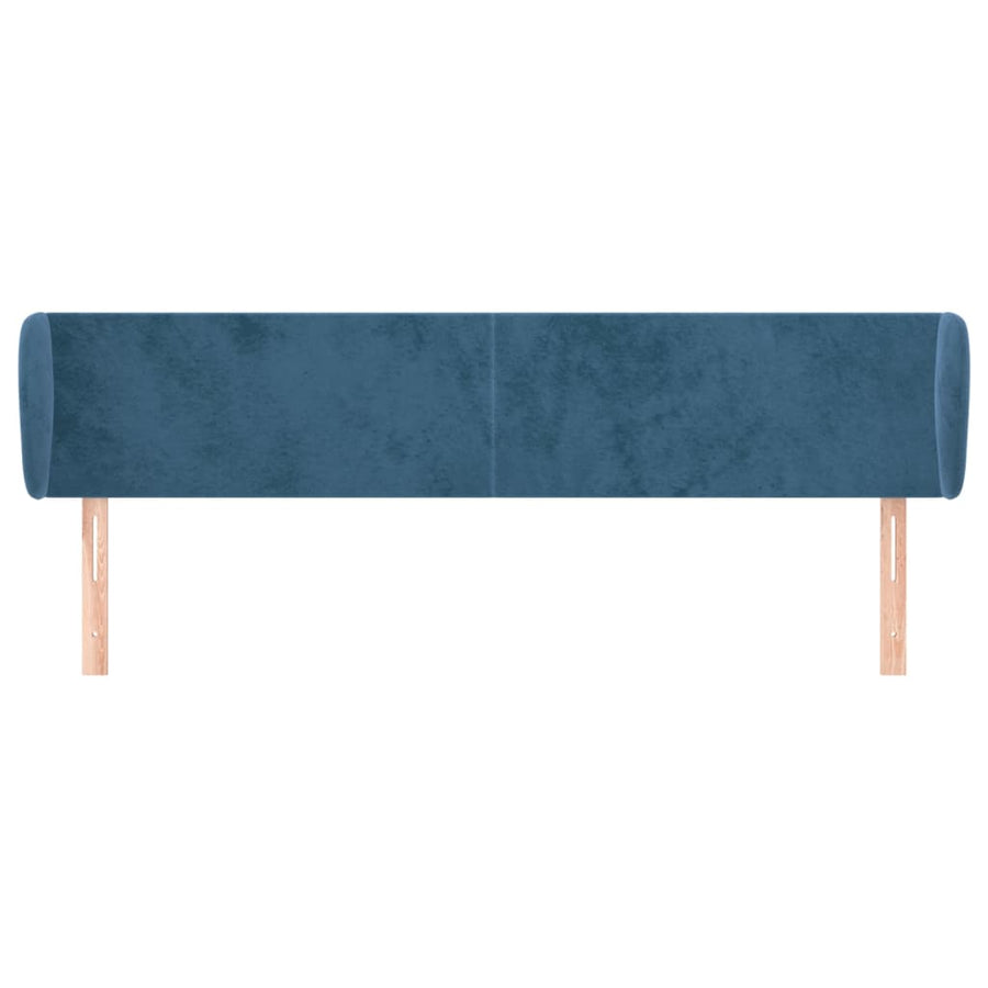 Hoofdbord Met Randen 203X23X78/88 Cm Fluweel Donkerblauw