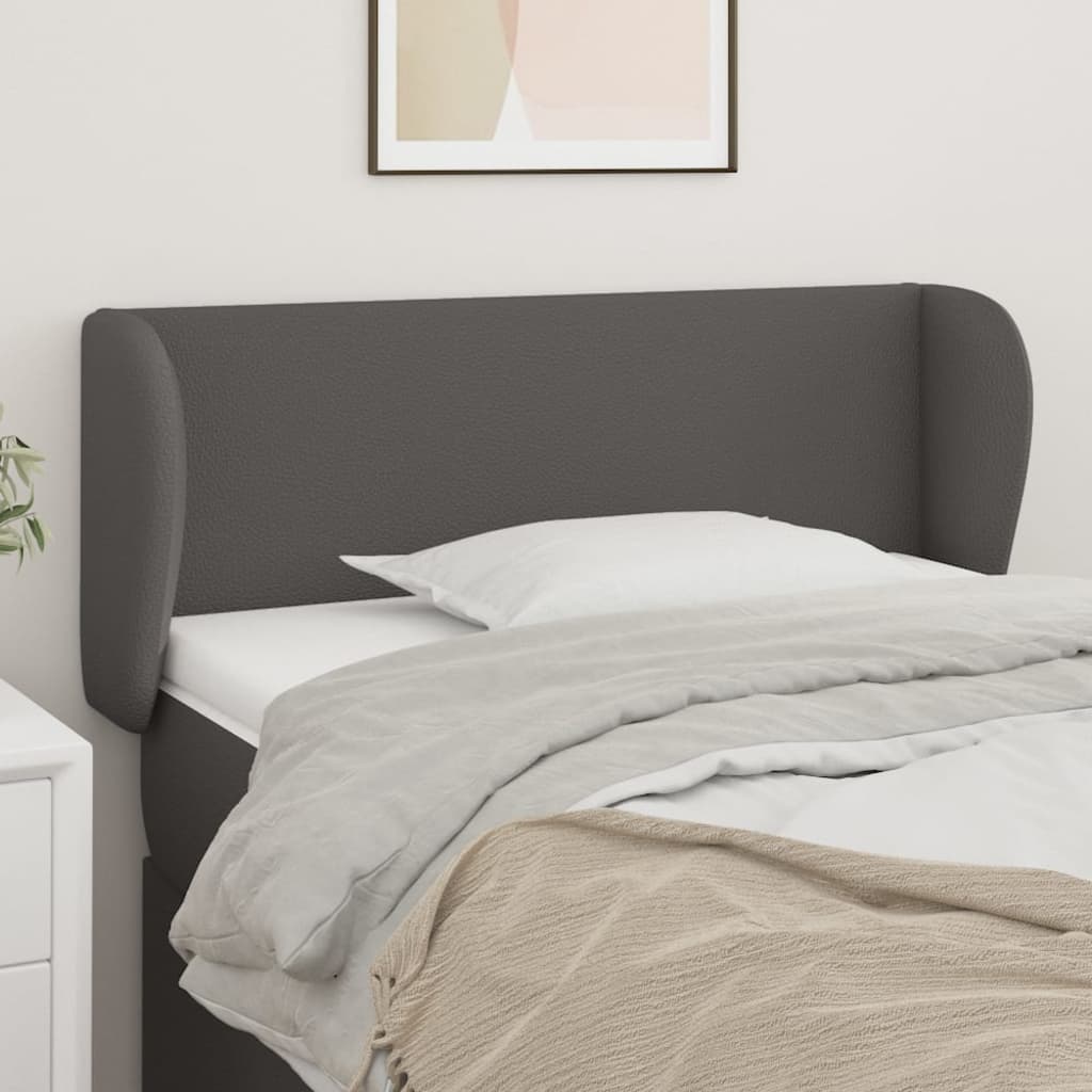Hoofdbord met randen 93x23x78/88 cm kunstleer grijs 93 x 23 x 78/88 cm Grijs