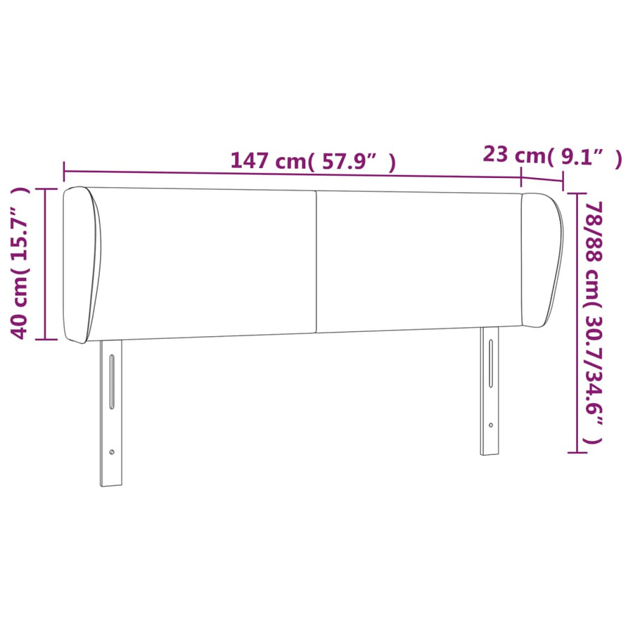 Hoofdbord Met Randen Kunstleer 147 x 23 x 78/88 cm Zwart