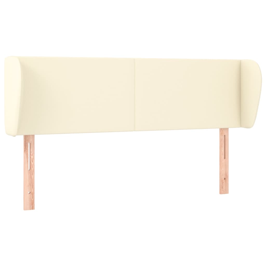 Hoofdbord Met Randen Kunstleer Kleurig 147 x 23 x 78/88 cm Crème
