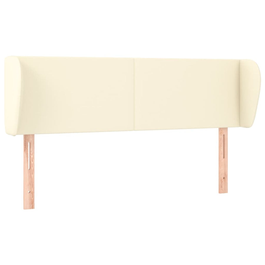 Hoofdbord Met Randen Kunstleer Kleurig 147 x 23 x 78/88 cm Crème