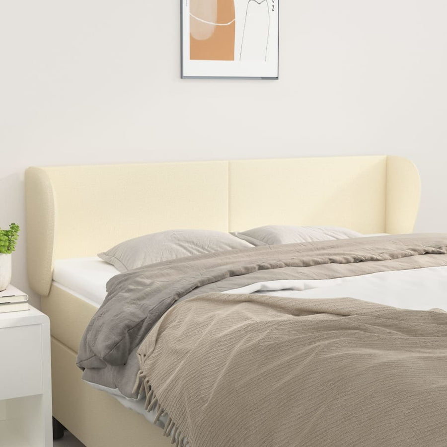 Hoofdbord Met Randen Kunstleer Kleurig 147 x 23 x 78/88 cm Crème