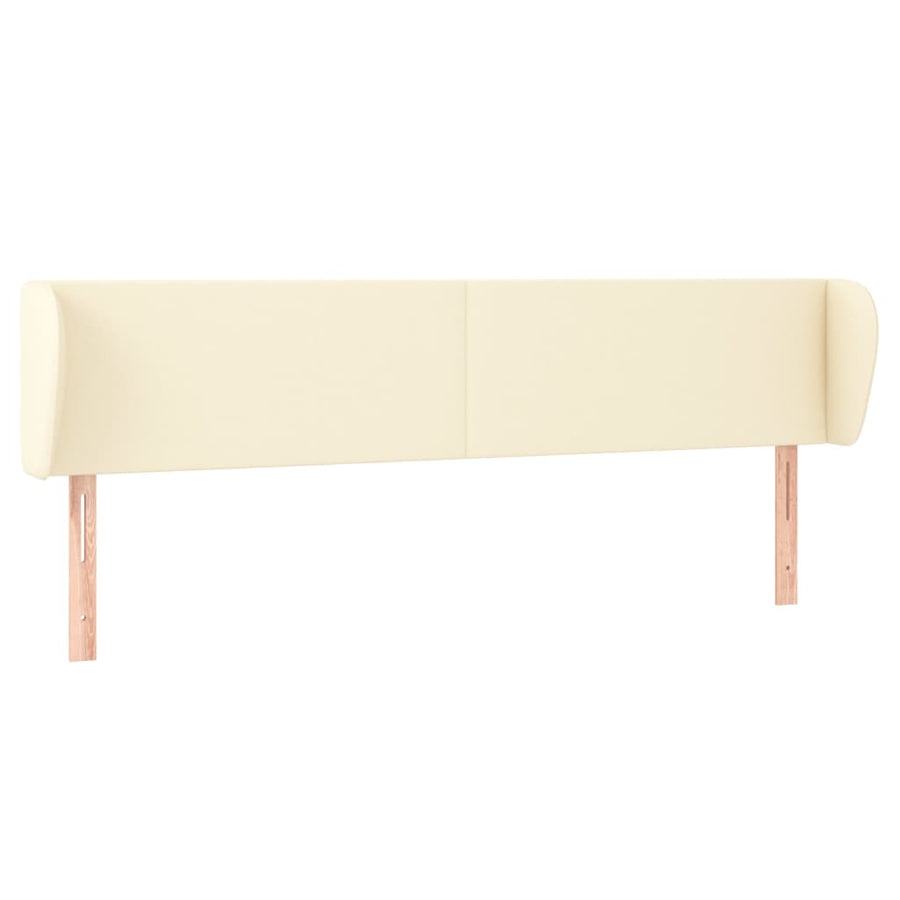 Hoofdbord Met Randen Kunstleer Kleurig 203 x 23 x 78/88 cm Crème